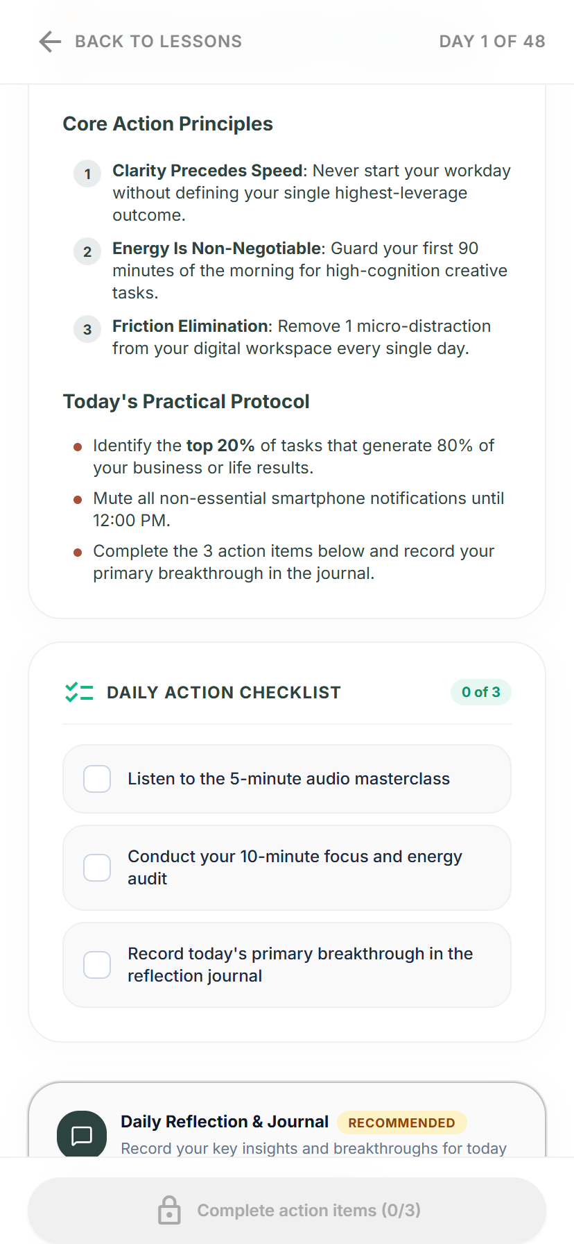 Action Checklists